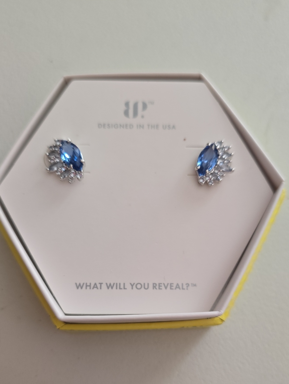 bp Blue Marquise Crystal Stud Earrings with Clear Accents